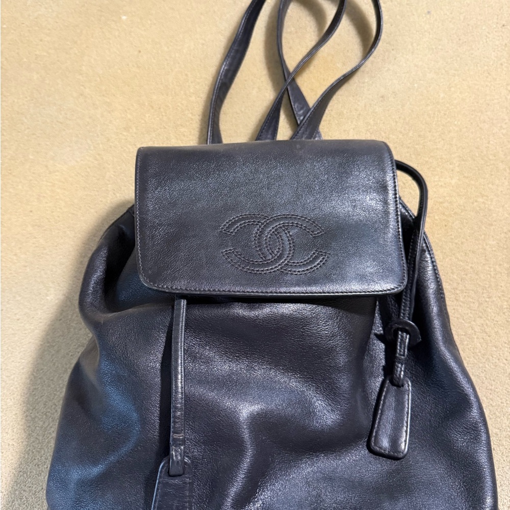 CHANEL Black Leather Backpack